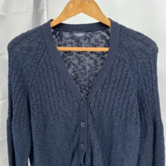 Holebrook Sweden Women’s Cardigan Sweater Size L Cotton Button Closure Navy - Picture 2 of 8